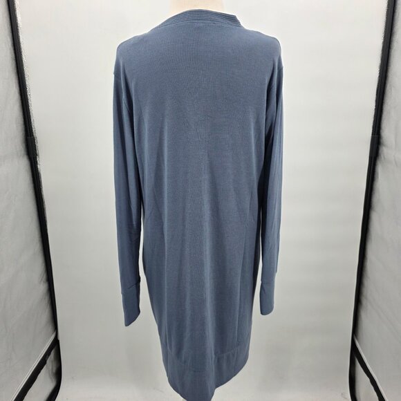 ZENANA Long Sleeve Snap Front Cardigan Sweater With Pockets Dusty Blue L NWT - Picture 7 of 11